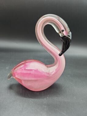 Pink Flamingo Art Glass Murano Style 6" Figurine